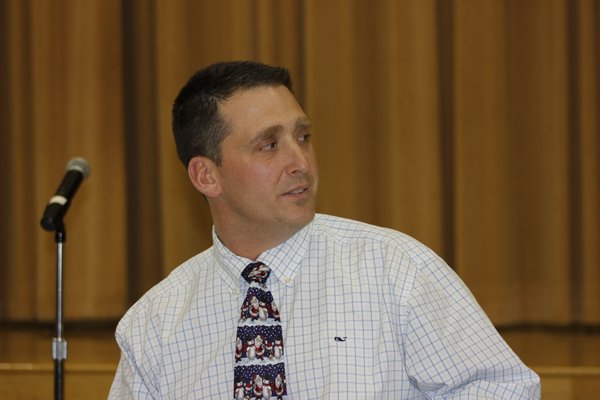 Board President Christopher Hudson at the Board of Education meeting on Tuesday. VALERIE GORDON