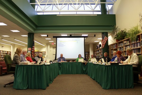 The Westhampton Beach Board of Education at its meeting Monday night. KYLE CAMPBELL