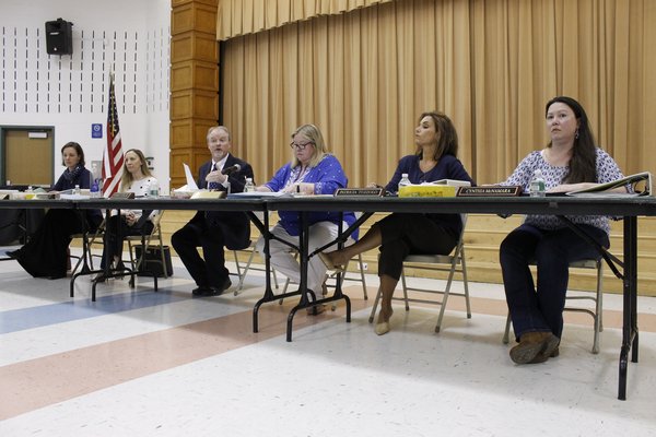 The East Quogue School Board during its meeting and budget adoption hearing on Wednesday night. KYLE CAMPBELL