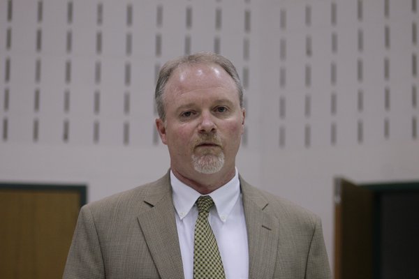 East Quogue Principal Rob Long gives a budget presentation during the School Board's special meeting on Tuesday night. KYLE CAMPBELL