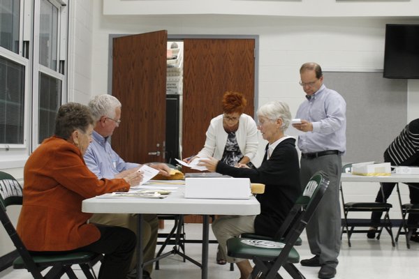 Votes are counted for the Westhampton Beach School District election on Tuesday. KYLE CAMPBELL