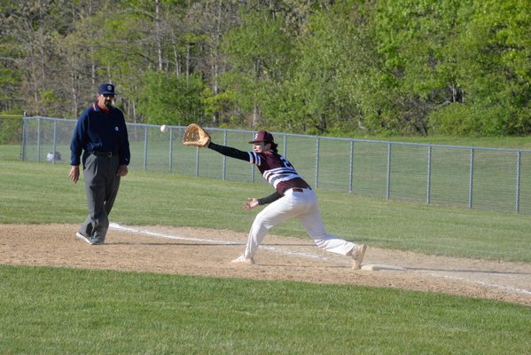 The Southampton baseball team beat Port Jefferson in an outbracket game to get into the Class B double elimination playoffs, but then lost its first two games, to Center Moriches and Mattituck, and was eliminated last week. MICHELLE MALONE