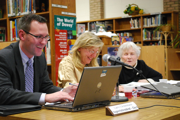 Lars Clemensen at a meeting of the Hampton Bays School Board on February 9.