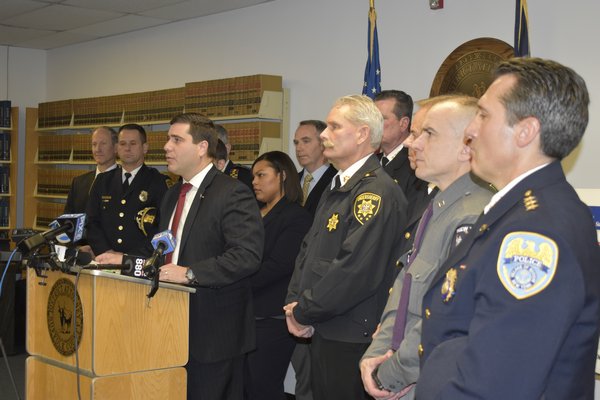 Suffolk County District Attorney Timothy Sini held a press conference after the arraignment. VALERIE GORDON