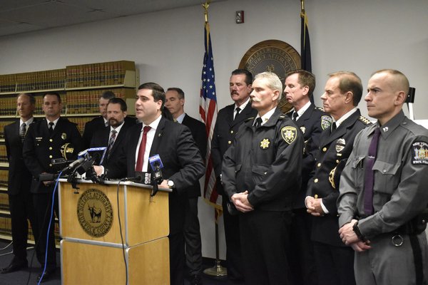 Suffolk County District Attorney Timothy Sini held a press conference after the arraignment. VALERIE GORDON