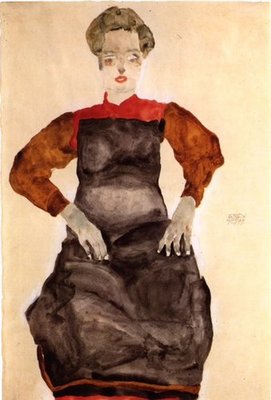 “Woman in a Black Pinafore,” (1911) one of Egon Schiele's drawings ordered to be returned to the heirs of a Holocaust victim. COURTESY RAYMOND DOWD