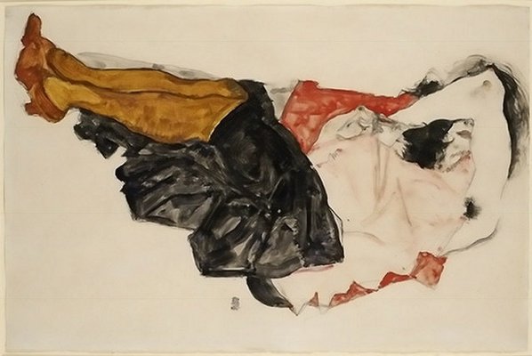 “Woman Hiding her Face,” (1912) one of Egon Schiele's drawings ordered to be returned to the heirs of a Holocaust victim. COURTESY RAYMOND DOWD