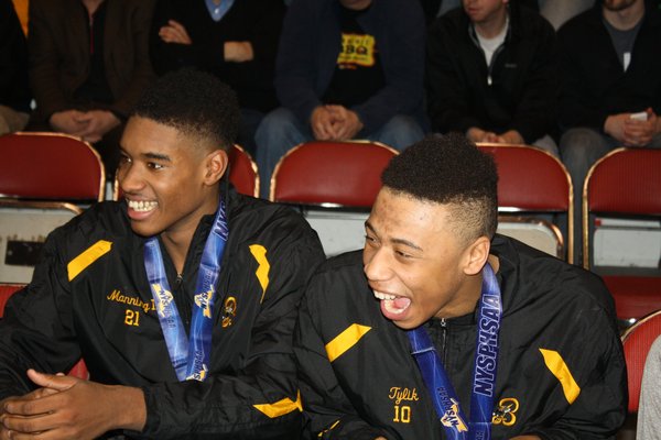 Former Bridgehampton boys basketball player Charles Manning, 20, has signed with Division I powerhouse Louisiana State University. He will transfer to the school after completing his sophomore season at Florida Southwestern State College, one of the top junior colleges in the country. Manning, left, was the MVP when he led the Killer Bees to a state title in 2015. CAILIN RILEY