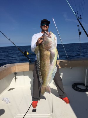 Capt. Jim Foley with another whopper tilefish, this one weighing in at over 60 pounds, caught aboard the Canyon Bound out of Montauk.