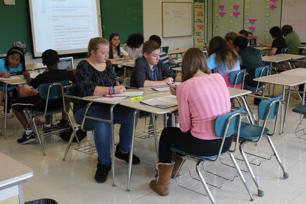 Students in a seventh grade English class at Westhampton Beach Middle School. BY CAROL MORAN