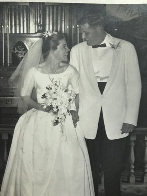 Cliff Foster and his wife, Lee Foster, at their wedding. They celebrated their 54th wedding anniversary on June 22.
