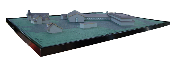 A model of OLH, including the proposed new gymnasium.