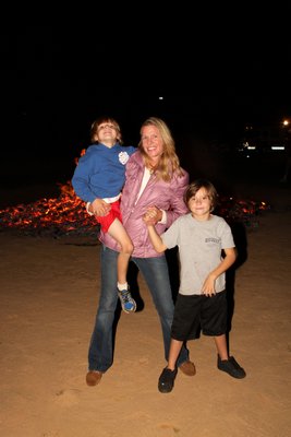 Tynan, Holly and Kellen Stewart at the Westhampton Beach Schools Homecoming bonfire on Thursday, October 9. Neil Salvaggio