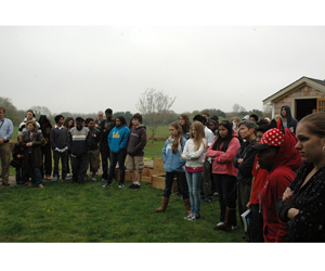 Students and teachers gathered at the ceremony on Friday afternoon.