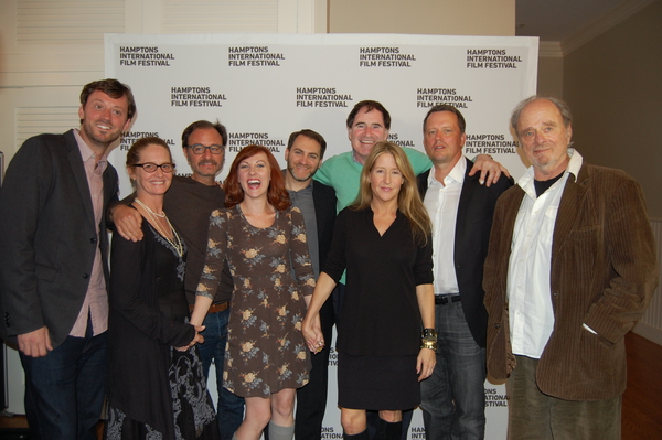 David Nugent, left, Melissa Leo, Fisher Stevens, Kathy Searle, Michael Stuhlbarg, Richard Kind, Amy Devra Gossels, Steven Culp and Harris Yulin at the First Presbyterian Church in East Hampton on Sunday.  DAWN WATSON