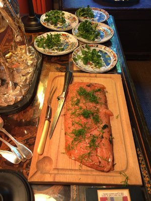 Gravlax served in the foyer. MARSHALL WATSON