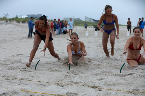 Female guards in the beach flags competition.