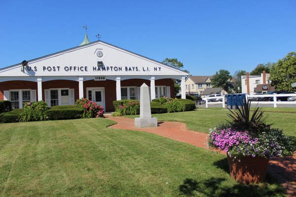 Susan von Freddi, the president of HBBA, considers the Hampton Bays Post Office refurbishment one of the group's greatest successes.  ALEXANDRA TALTY