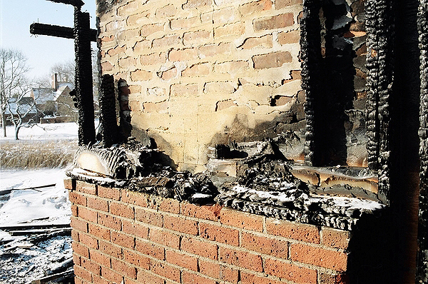 A flue fire ripped through a home on Godfrey Lane in Remsenburg in 2005. COURTESY JOHN RANKIN