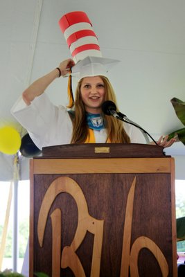 Valedictorian Jennah Hochstedler's speech was peppered with profound and inspirational quotes from Doctor Seuss. "There is no one alive who is youer than you!"