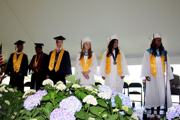 The Graduating Class of 2014: Jerome Walker, Anajae Lamb, Henry Kotz, Jenna Hochstedler, India Hemby and Tatyana Dawson.