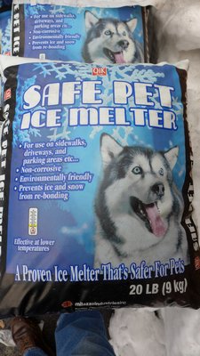 Safe Pet is an ice melter that won’t burn your pets paws and is somewhat benign for plants and hardscapes as it’s mostly urea, a component in some nitrogen fertilizers.  ANDREW MESSINGER