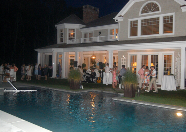 Hampton Designer Showhouse back yard at night.   Dawn Watson photos