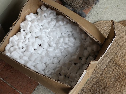 Not only did the plants from Wayside arrive in a crushed box but the packing material seem to be polystyrene beads, which are not biodegradable and blow miles away in the slightest breeze. ANDREW MESSINGER