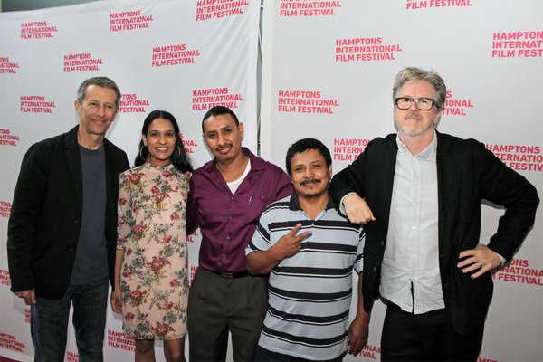 Director Jim McKay, right, with the cinematographer and actors from "En El Septimo Dia." TOM KOCHIE