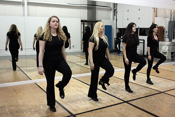Kasia Klimiuk, Meagan Schmid, Anita Boyer and Gail Baranello rehearse for "Holiday Spectacular Spectacular!" to be held next weekend at Guild Hall. TOM KOCHIE