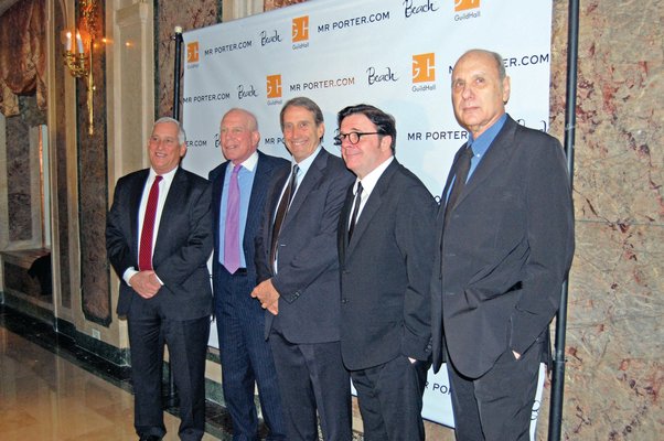 March 7: Local success stories celebrated at the Guild Hall Awards.Walter Isaacson, left, Mickey Straus, John Alexander, Nathan Lane and Marshall Brickman.