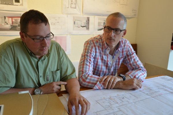 Project manager Raymond Renault and Blaze Makoid collaborate on projects and bounce ideas off of each other. ALEX GOETZFRIED