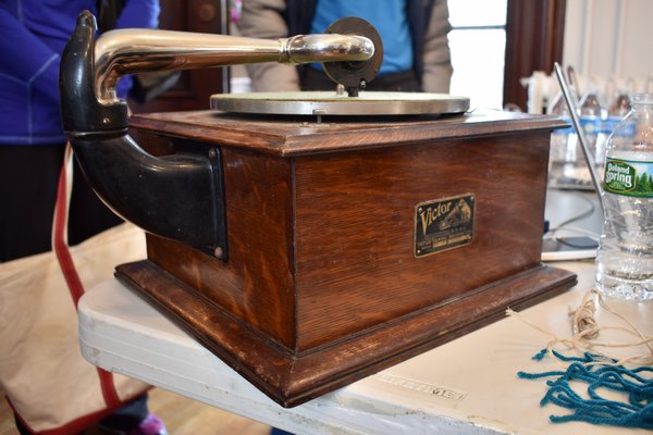 A record player manufactured by the Victor Talking Machine Company brought to the appraisal day by Terry and Allan Connell of Southold. The appraisers valued the item at $400 at auction, or more on a "good day." BRENDAN J. O'REILLY