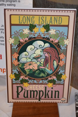 Art to promote the Long Island Cheese Pumpkin at the Long Island Regional Seed Consortium's third annual seed swap. BRENDAN J. O'REILLY