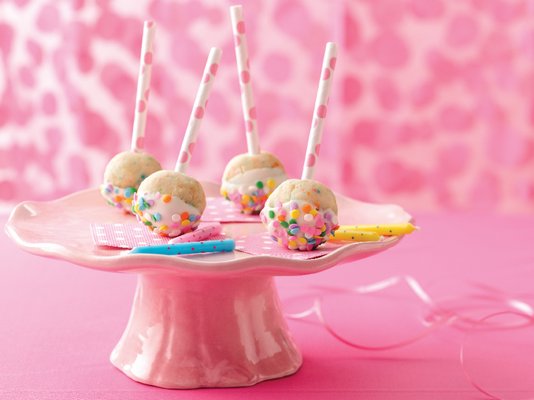 Birthday Cake Pops from "Hungry Girl 200 Under 200: Just Desserts." By VAL BOURASSA