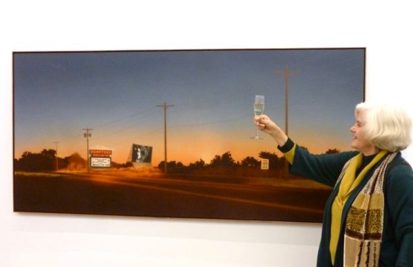 Carolyn Oldenbush (Kanovitz), with Howard Kanovitz's "Hamptons Drive-In"