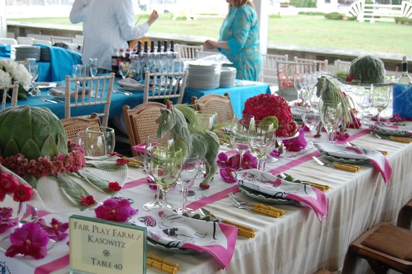 The Fair Play Farm/Kanowitz table was the winner of the best decor award at Grand Prix day at this year's Hampton Classic. DAWN WATSON