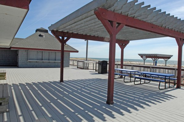 Southampton Town officials discuss possible renovation of the Ponquogue Beach Pavilion.    DANA SHAW