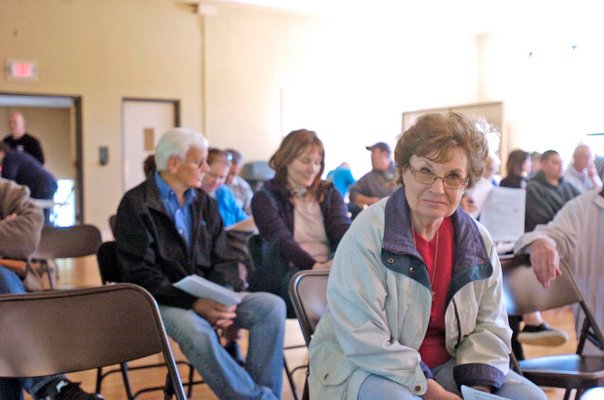 Ann Favilla of East Quogue at the St. Rosalie's Community Center Auditorium in Hampton Bays on Tuesday morning to grieve her taxes. DANA SHAW