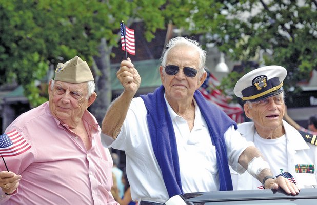 July 11: World War II veterans Ed Frohling, Dolph Cramer and Warren Hamer in the Southampton Fourth of July parade.