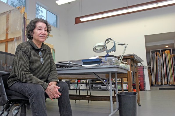 Virginia Jaramillo in her studio in Hampton Bays.  DANA SHAW