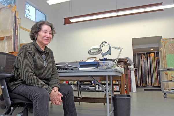 Virginia Jaramillo in her studio in Hampton Bays.  DANA SHAW