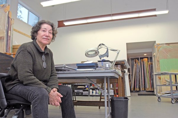 Virginia Jaramillo in her studio in Hampton Bays.  DANA SHAW