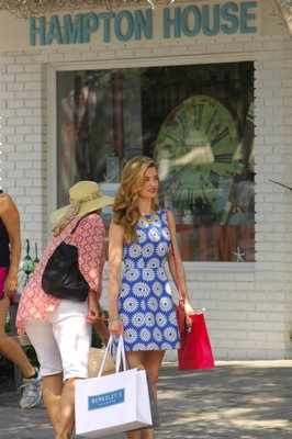 Brooke D'Orsay of Royal Pains films a scene on Main Street in Westhampton Beach on Thursday.  DANA SHAW