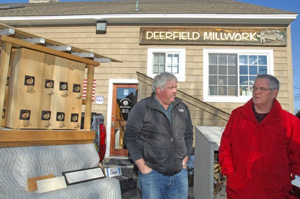 Keith Dutcher and Larry O'Toole at Deerfield Millwork in Water MIll.  DANA SHAW