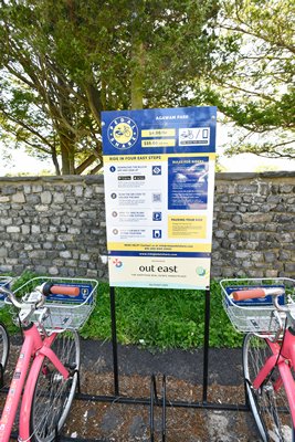 The Pedalshare station at Agawam Park in Southampton Village.   DANA SHAW
