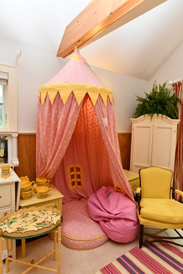 Whimsical tented dog bed for the pooch who has everything! Not an antique but lots of fun. DANA SHAW