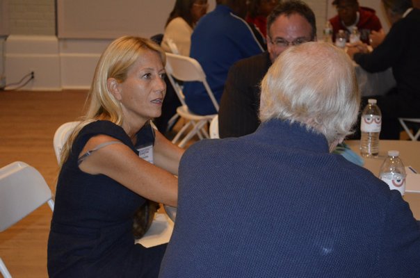 Republican Christine P. Scalera at a candidate "speed dating" event last week. BY ERIN MCKINLEY