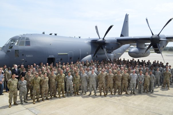 Members of the 106th Rescue Wing with the HC-130J Combat King II aircraft. ANISAH ABDULLAH