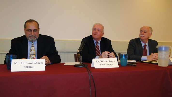 Springs School Interim Superintendent Dominic Mucci, left, at a superintendents' forum earlier this year. COLLEEN REYNOLDS